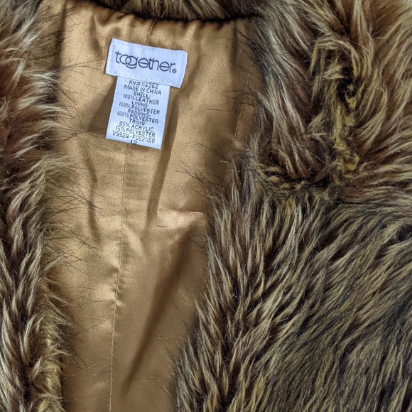 ✌️Penny Lane Brown Faux Fur Trimmed Women's Suede Leather Jacket 🎸 - Picture 8 of 15